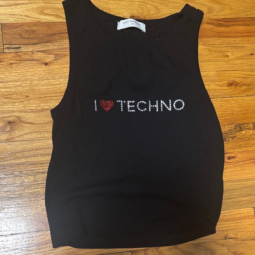 ALEX MILL Black 'I Love Techno' Tank Top